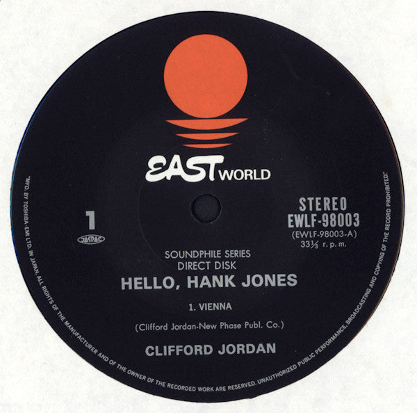 Clifford Jordan - Hello, Hank Jones (Vinyl, LP, Album) Very Good Plus (VG+) / Very Good Plus (VG+)