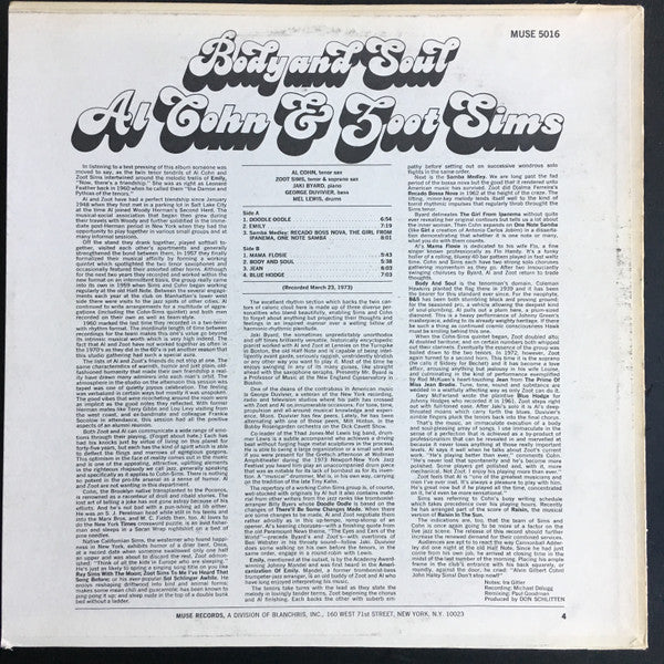 Al Cohn - Body And Soul (Vinyl, LP, Album, Stereo) Very Good (VG) / Good Plus (G+)