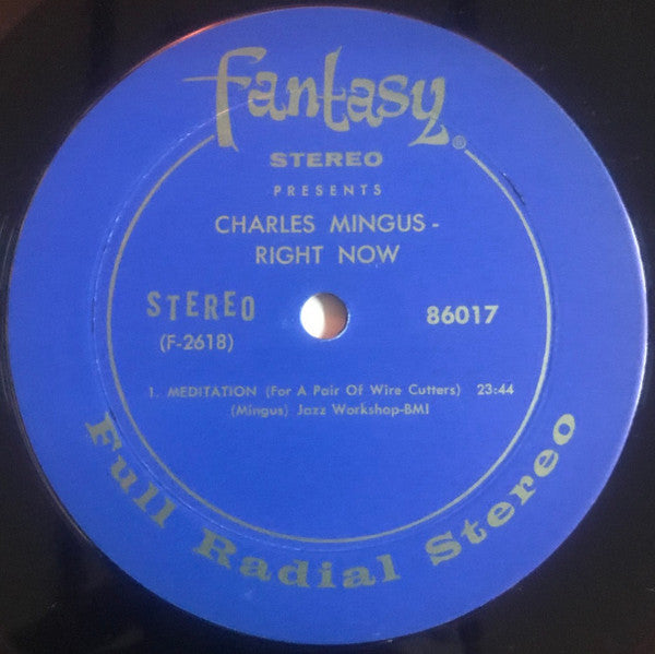 Charles Mingus - Right Now: Live At The Jazz Workshop (Vinyl, LP, Album, Stereo) Very Good Plus (VG+) / Very Good Plus (VG+)