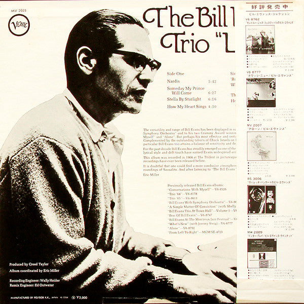 The Bill Evans Trio - "Live" (Vinyl, LP, Album, Stereo)