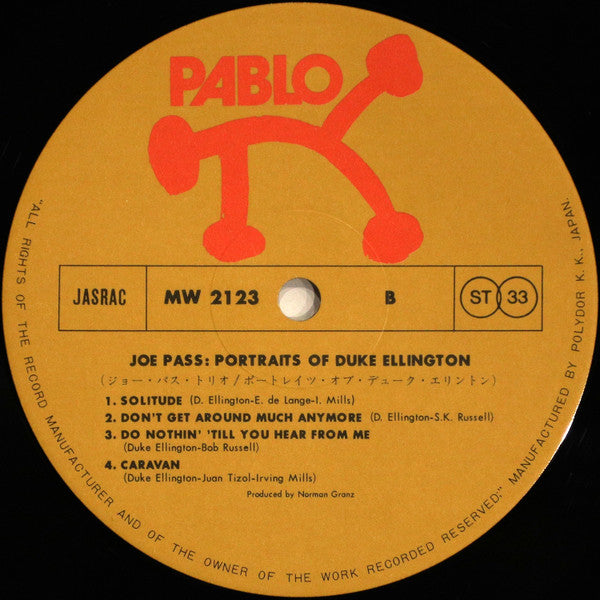 Joe Pass - Portraits Of Duke Ellington (Vinyl, LP, Album) Very Good Plus (VG+) / Very Good (VG)