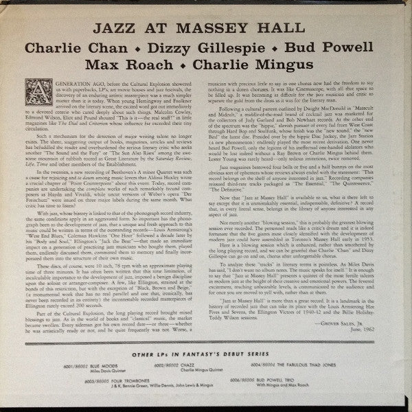 Charlie Chan (5) - Jazz At Massey Hall (Vinyl, LP, Album, Reissue)