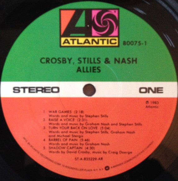 Crosby, Stills & Nash - Allies (Vinyl, LP, Album) Very Good (VG) / Very Good Plus (VG+)