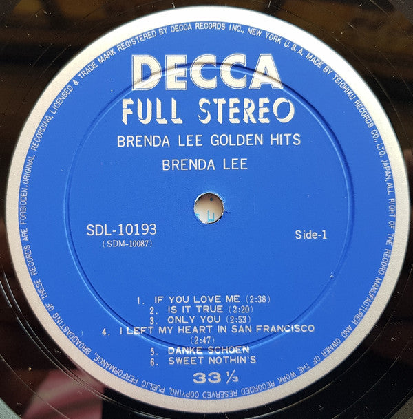 Brenda Lee - Brenda Lee Golden Hits (Vinyl, LP, Compilation, Stereo) Good Plus (G+) / Good Plus (G+)
