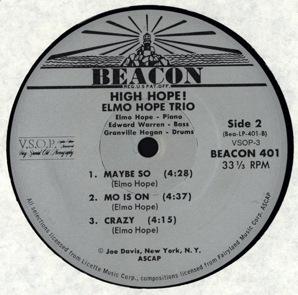 Elmo Hope Trio - High Hope! (Vinyl, LP, Album, Mono, Reissue)