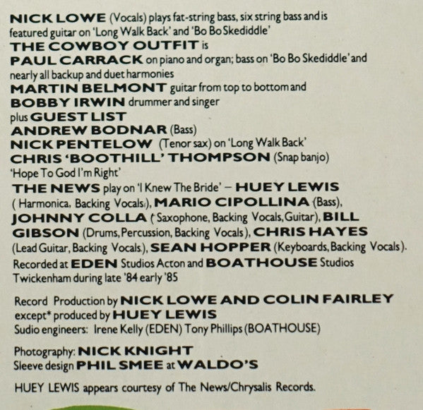 Nick Lowe And His Cowboy Outfit - The Rose Of England (Vinyl, LP, Reissue) Near Mint (NM or M-) / Very Good Plus (VG+)