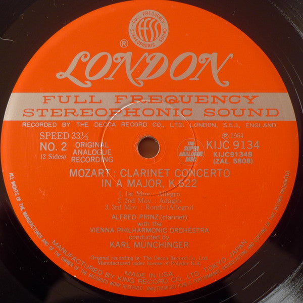 Wolfgang Amadeus Mozart - Flute & Harp Concerto / Clarinet Concerto (Vinyl, LP, Reissue) Very Good Plus (VG+) / Very Good Plus (VG+)