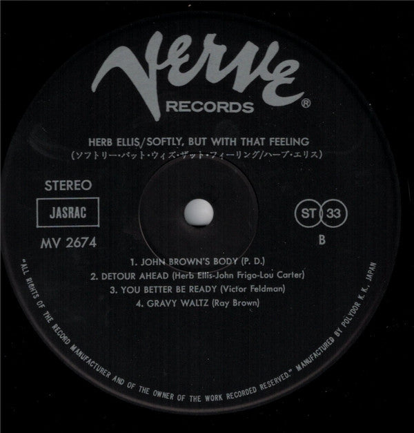 Herb Ellis - Softly... But With That Feeling (Vinyl, LP, Album, Reissue) Very Good Plus (VG+) / Very Good (VG)