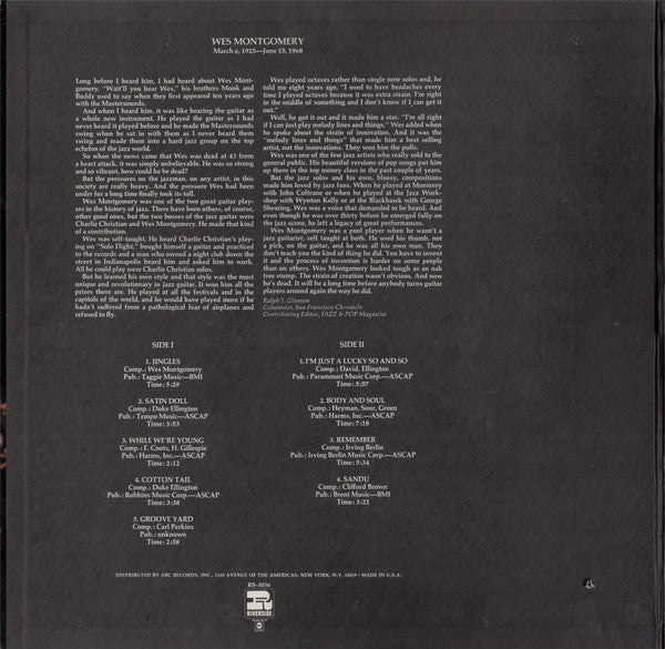 Wes Montgomery - March 6, 1925-June 15, 1968 (Vinyl, LP, Compilation, Remastered, Stereo) Very Good Plus (VG+) / Good Plus (G+)