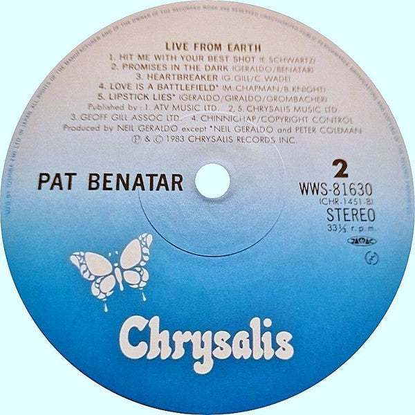 Pat Benatar - Live From Earth (Vinyl, LP, Album, Stereo)