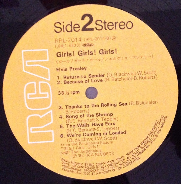 Elvis Presley - Girls! Girls! Girls! (Vinyl, LP, Album, Stereo, Reissue) Very Good Plus (VG+) / Very Good (VG)