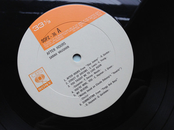 Sarah Vaughan - After Hours With Sarah Vaughan (Vinyl, LP, Album, Reissue, Mono) Very Good Plus (VG+) / Very Good Plus (VG+)