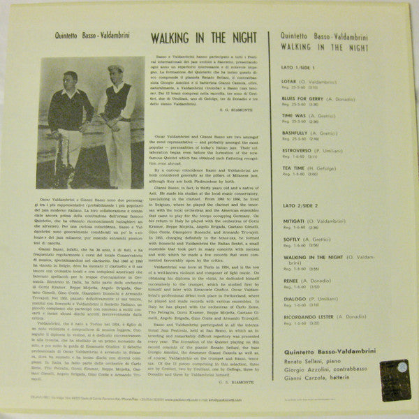 Quintetto Basso-Valdambrini - Walking In The Night (Vinyl, LP, Reissue) Very Good (VG) / Very Good (VG)