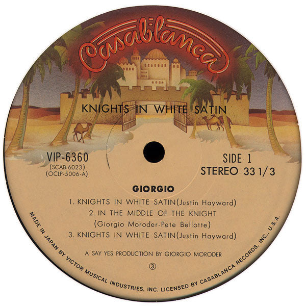 Giorgio Moroder - Knights In White Satin (Vinyl, LP, Album) Very Good (VG) / Very Good (VG)