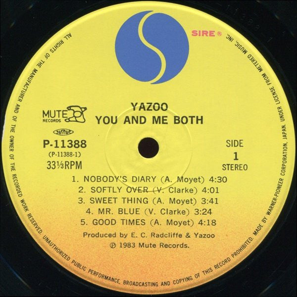 Yazoo - You And Me Both (Vinyl, LP, Album) Very Good Plus (VG+) / Very Good Plus (VG+)