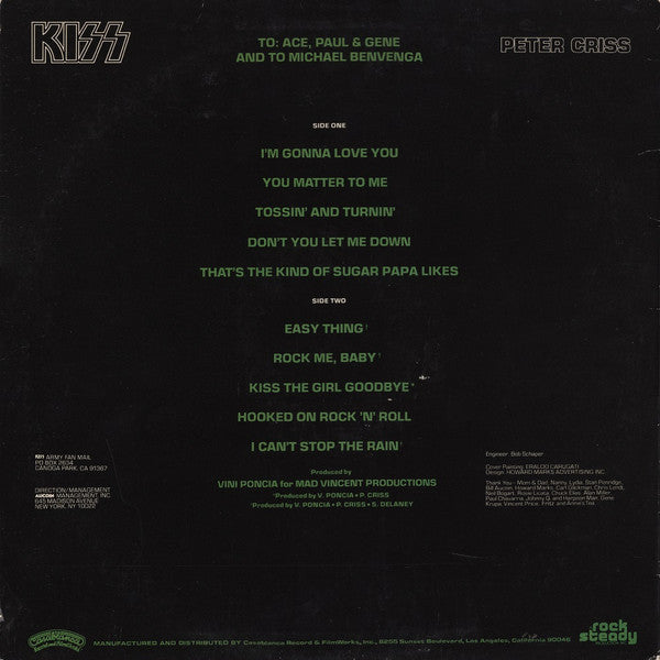 Kiss - Peter Criss (Vinyl, LP, Album, Promo, Stereo) Very Good Plus (VG+) / Very Good (VG)