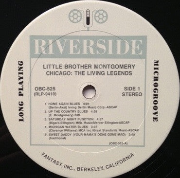 Little Brother Montgomery - Chicago: The Living Legends (Vinyl, LP, Album, Remastered) Very Good (VG) / Very Good (VG)