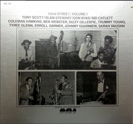 Tony Scott (2) - 52nd Street; Volume 1 (Vinyl, LP, Compilation, Mono) Very Good Plus (VG+) / Very Good (VG)