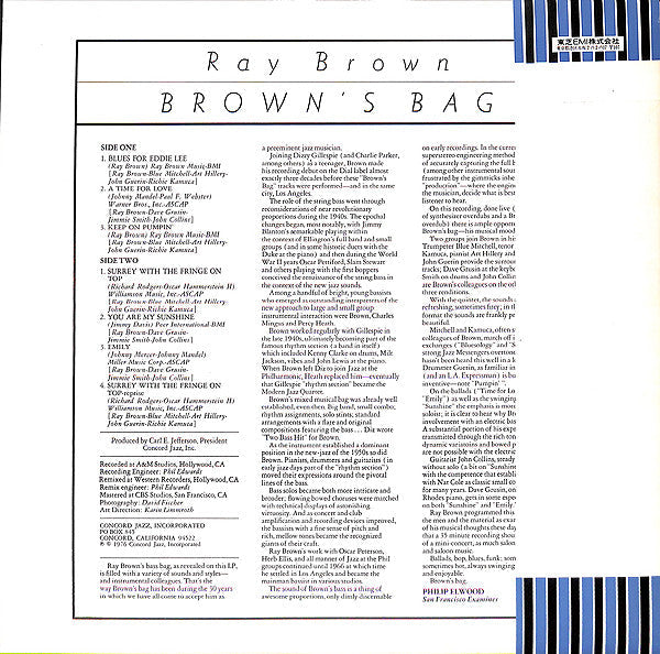 Ray Brown - Brown's Bag (Vinyl, LP, Album) Very Good Plus (VG+) / Very Good Plus (VG+)
