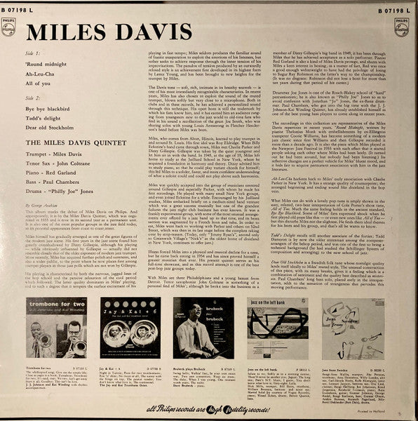 Miles Davis - Miles Davis (Vinyl, LP, Album, Mono) Good Plus (G+) / Very Good (VG)