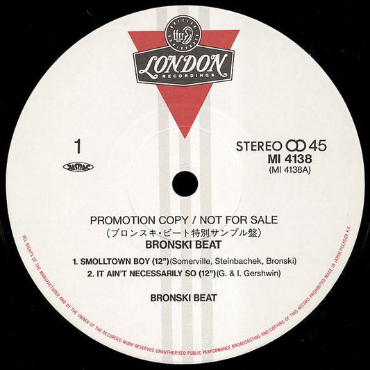 Bronski Beat - Smalltown Boy (Vinyl, 12", Maxi-Single, Promo) Near Mint (NM or M-) / Very Good Plus (VG+)