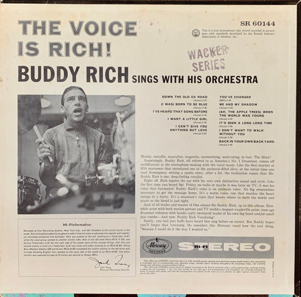 Buddy Rich - The Voice Is Rich (Vinyl, LP, Album, Stereo) Very Good Plus (VG+) / Very Good Plus (VG+)