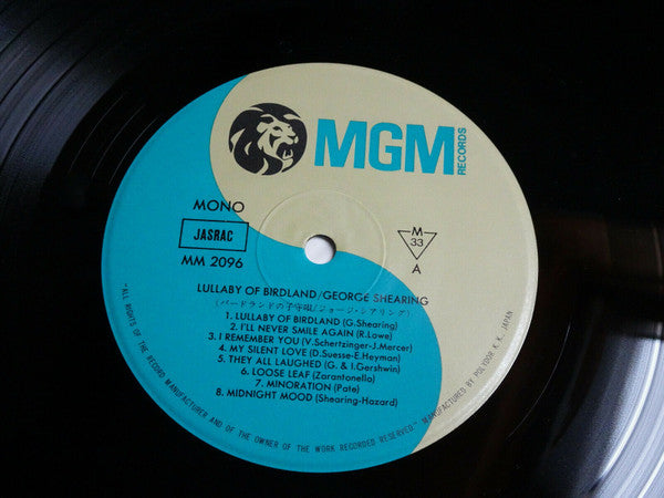 George Shearing - Lullaby Of Birdland (Vinyl, LP, Compilation, Mono)