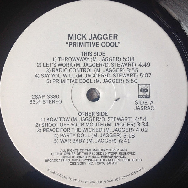 Mick Jagger - Primitive Cool (Vinyl, LP, Album) Very Good Plus (VG+) / Very Good Plus (VG+)