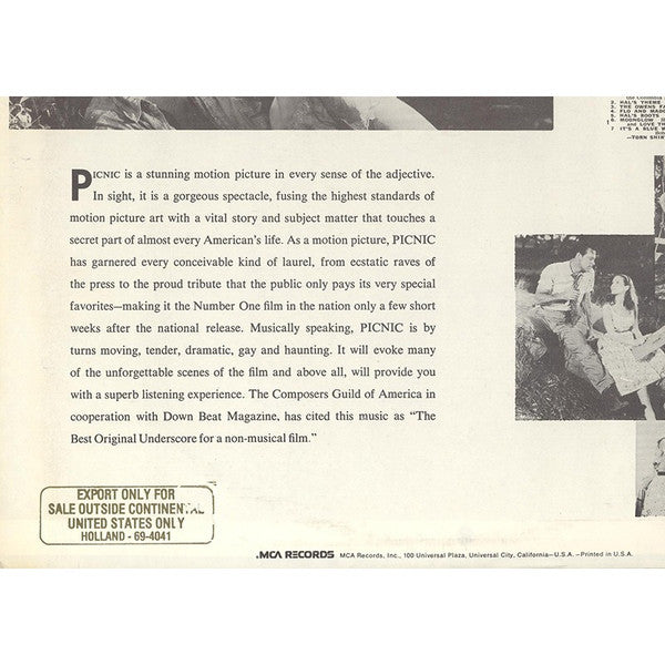 George Duning - Music From The Sound Track Of The Columbia Picture "Picnic" (Vinyl, LP, Album, Reissue) Very Good (VG) / Very Good (VG)