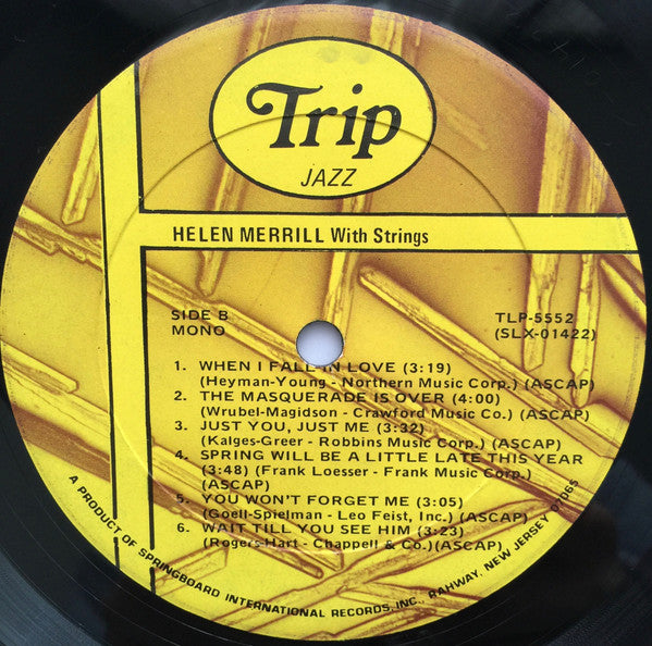Helen Merrill - Helen Merrill With Strings (Vinyl, LP, Album, Reissue, Mono) Very Good (VG) / Near Mint (NM or M-)