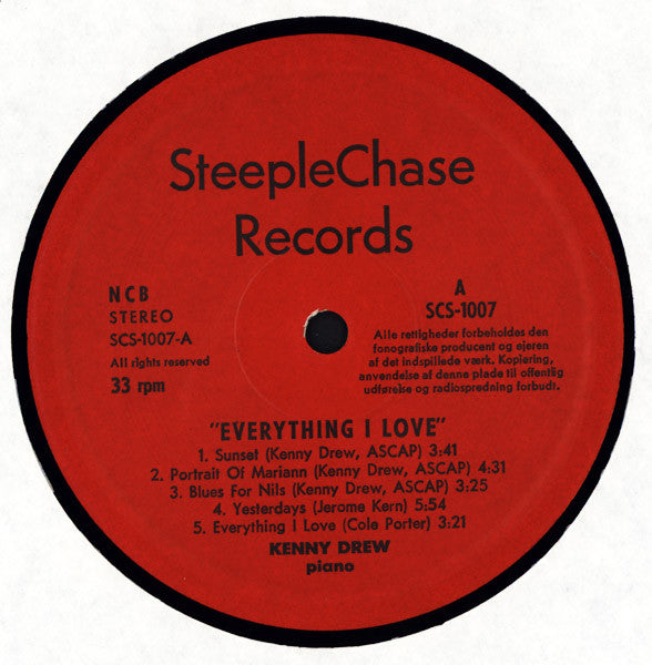 Kenny Drew - Everything I Love (Vinyl, LP, Album) Very Good Plus (VG+) / Very Good Plus (VG+)