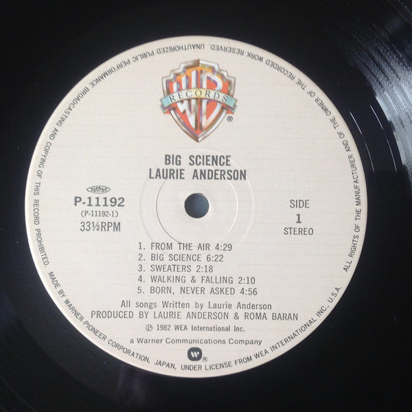 Laurie Anderson - Big Science (Vinyl, LP, Album, Stereo) Very Good Plus (VG+) / Very Good Plus (VG+)