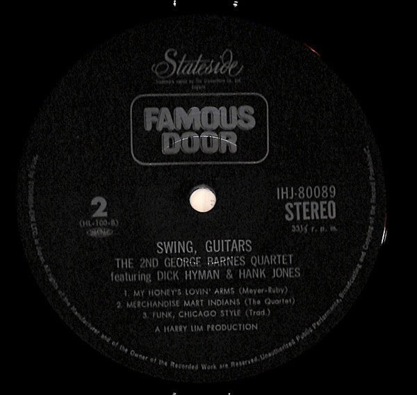 2nd George Barnes Quartet - Swing, Guitars (Vinyl, LP, Album) Very Good (VG) / Good Plus (G+)