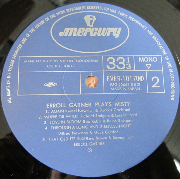Erroll Garner - Erroll Garner Plays Misty (Vinyl, LP, Album, Reissue, Mono) Very Good Plus (VG+) / Very Good (VG)