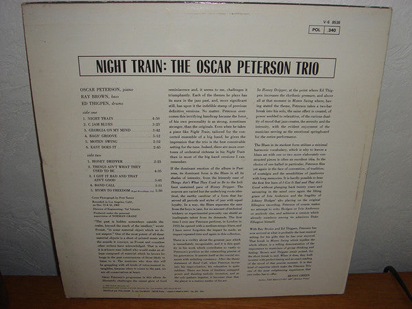 The Oscar Peterson Trio - Night Train (Vinyl, LP, Album, Reissue) Very Good Plus (VG+) / Very Good (VG)