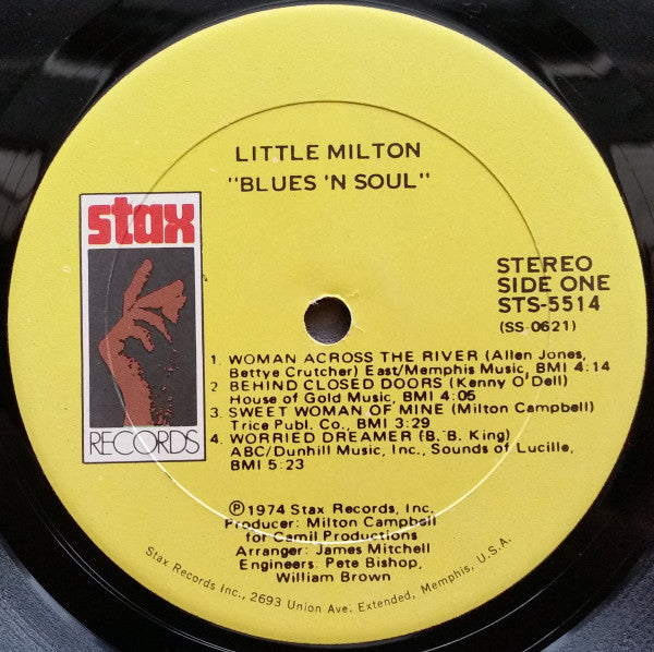 Little Milton - Blues'N Soul (Vinyl, LP, Album, Stereo) Very Good Plus (VG+) / Good Plus (G+)