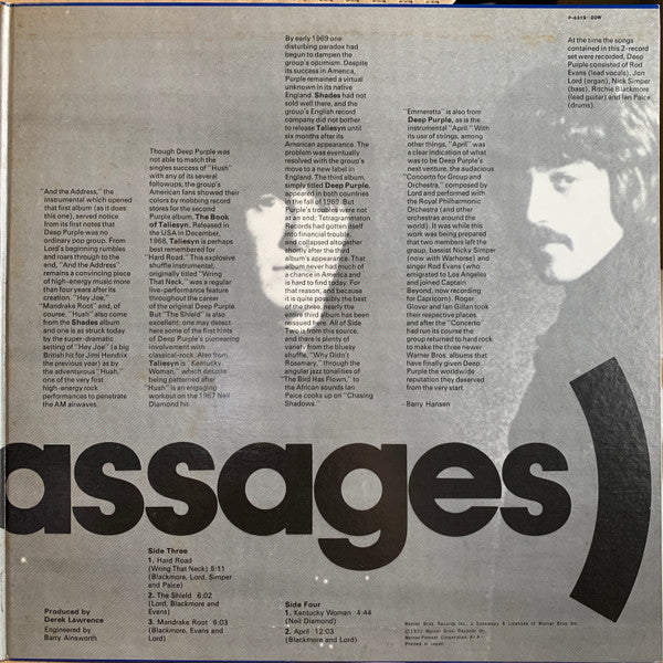 Deep Purple - Purple Passages = 紫の軌跡 (2xVinyl, LP, Compilation, Reissue, Stereo) Very Good Plus (VG+) / Very Good (VG)
