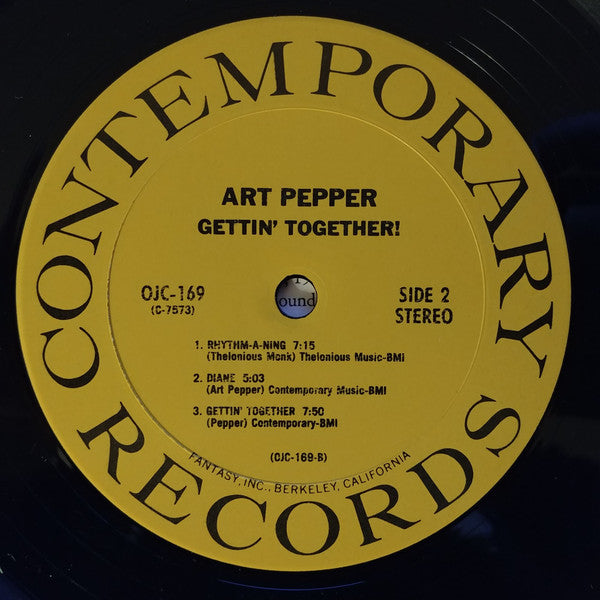 Art Pepper - Gettin' Together! (Vinyl, LP, Album, Reissue, Stereo) Very Good Plus (VG+) / Very Good (VG)