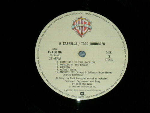 Todd Rundgren - A Cappella (Vinyl, LP, Album) Very Good Plus (VG+) / Very Good Plus (VG+)