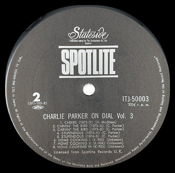 Charlie Parker - Charlie Parker On Dial Volume 3 (Vinyl, LP, Compilation, Reissue, Mono) Very Good Plus (VG+) / Very Good (VG)