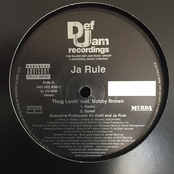Ja Rule - Thug Lovin' (Vinyl, 12", 33 ⅓ RPM, Single) Very Good (VG) / Very Good (VG)