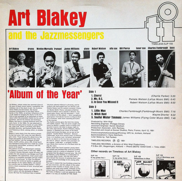 Art Blakey & The Jazz Messengers - Album Of The Year (Vinyl, LP, Album) Good Plus (G+) / Very Good (VG)