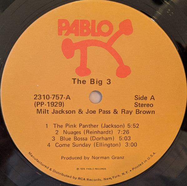 Milt Jackson - The Big 3 (Vinyl, LP, Album, Stereo) Good Plus (G+) / Good (G)