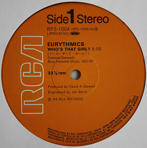 Eurythmics - Who's That Girl? (Vinyl, 12", 33 ⅓ RPM, Maxi-Single) Very Good Plus (VG+) / Very Good Plus (VG+)
