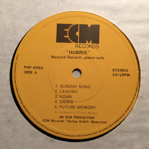Richard Beirach - Hubris (Vinyl, LP, Album)