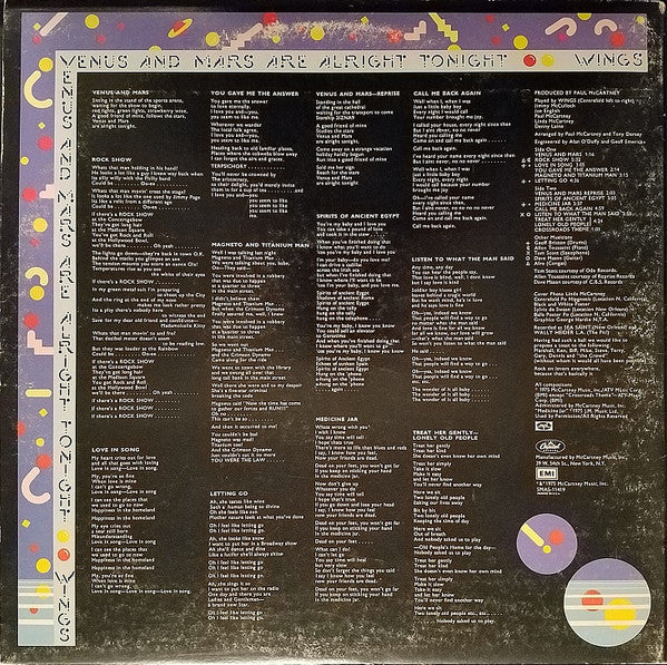 Wings (2) - Venus And Mars (Vinyl, LP, Album) Good Plus (G+) / Very Good (VG)