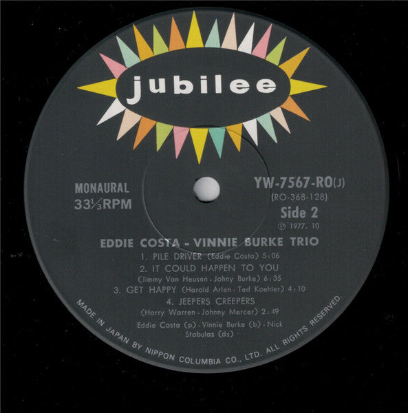 Eddie Costa - Vinnie Burke Trio - Eddie Costa - Vinnie Burke Trio (Vinyl, LP, Album, Reissue, Mono) Near Mint (NM or M-) / Very Good Plus (VG+)