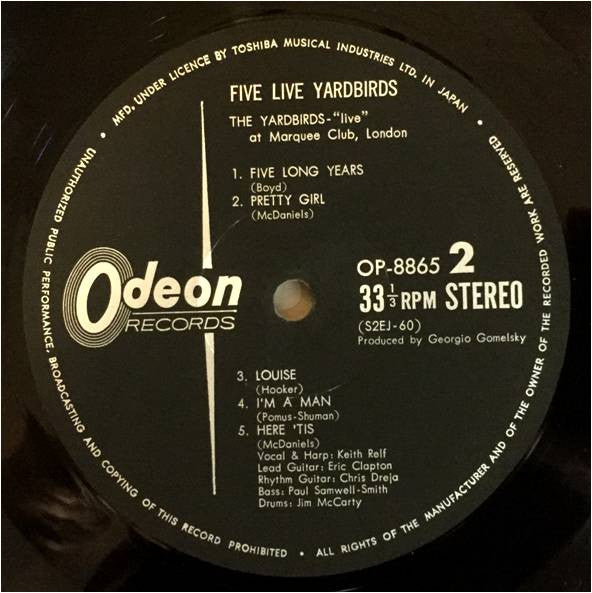 The Yardbirds - Five Live Yardbirds (Vinyl, LP, Album, Reissue, Stereo) Good Plus (G+) / Very Good (VG)