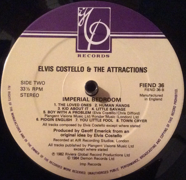 Elvis Costello & The Attractions - Imperial Bedroom (Vinyl, LP, Album, Reissue) Near Mint (NM or M-) / Very Good Plus (VG+)
