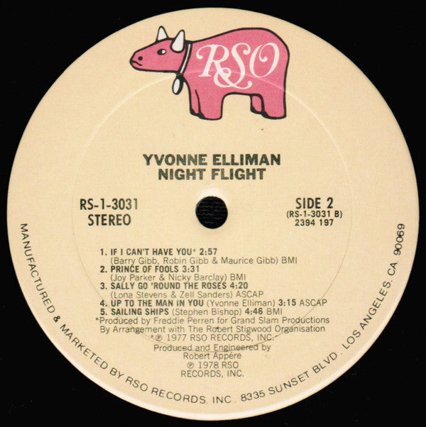 Yvonne Elliman - Night Flight (Vinyl, LP, Album, Stereo) Very Good Plus (VG+) / Very Good (VG)